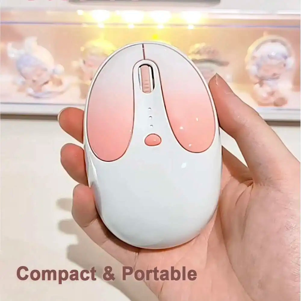 2.4G Bluetooth Dual Mode Wireless Optical Mouse Portable Cute Rabbit Shaped Type-C Rechargeable Mice for Laptop PC Tablet iPad