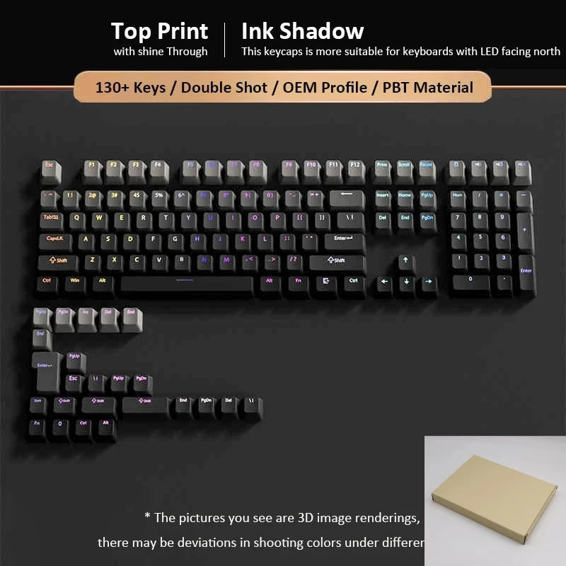 Gradient Backlit RGB Keycap OEM Profile PBT Double Shot Keycaps For Mx Switch Mechanical Gaming Keyboard ISO Layout Key caps DIY