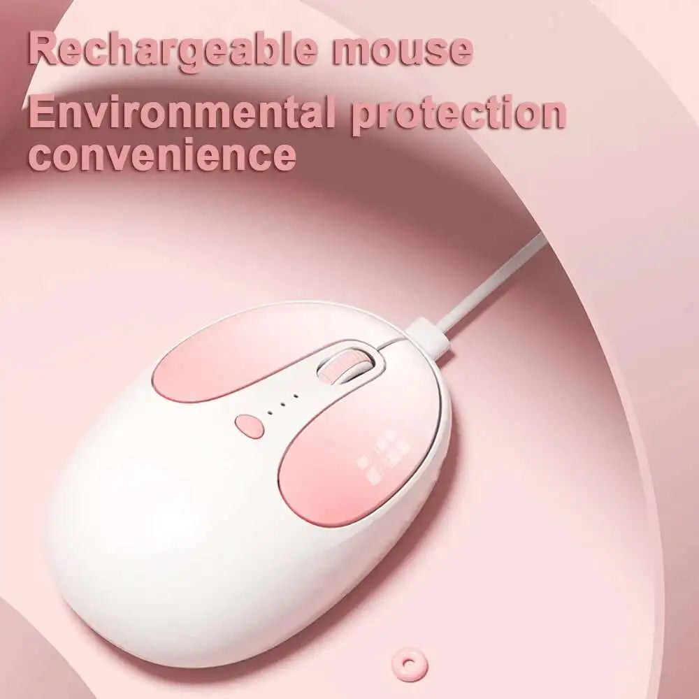 2.4G Bluetooth Dual Mode Wireless Optical Mouse Portable Cute Rabbit Shaped Type-C Rechargeable Mice for Laptop PC Tablet iPad