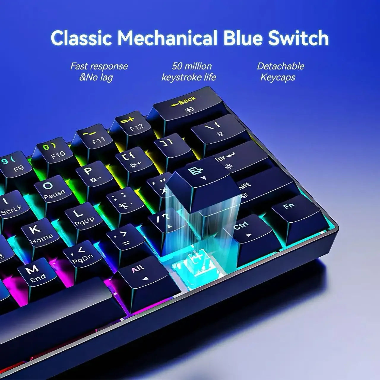 New Portable Compact 61 Keys 3-Mode Mechanical Keyboard RGB Backlit Brown Switch Wireless Bluetooth Gaming Office Keyboard