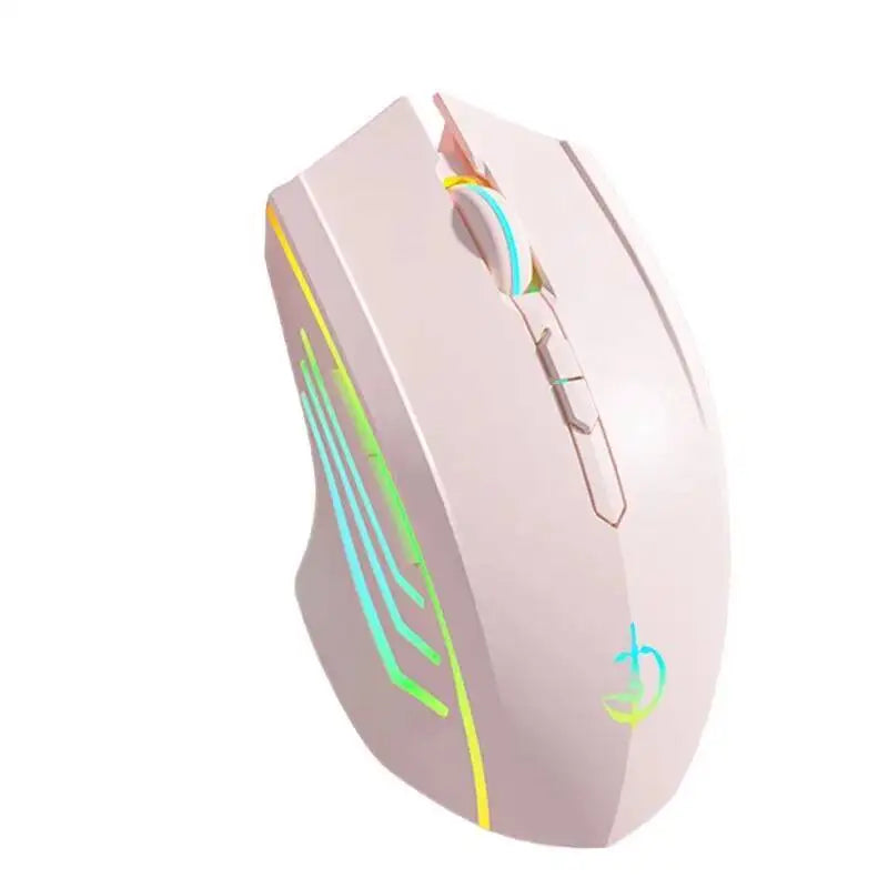 Wireless 2.4G Cute Pink Mouse Mute Type-C Rechargeable Gaming RGB Backlit E-sports Computer Mice For Desktop Laptop Girl Gifts