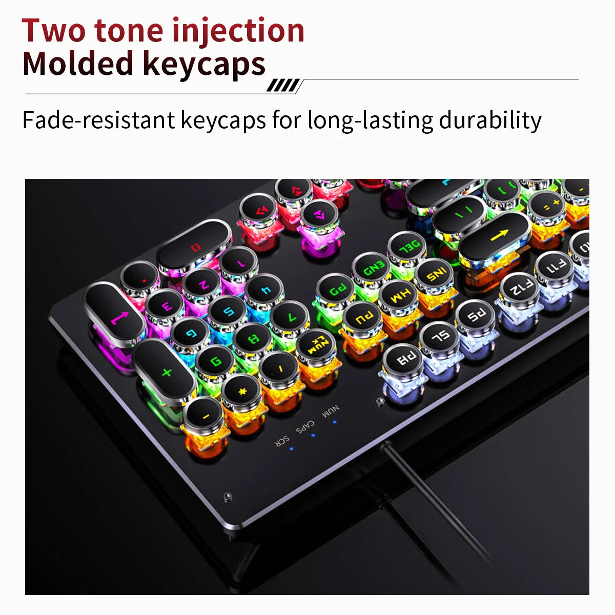 Punk Mechanical Gaming Keyboard – 104 Keys RGB Dynamic Lighting, Hot-Swappable, USB Wired for PC Mac Gaming Enthusiasts