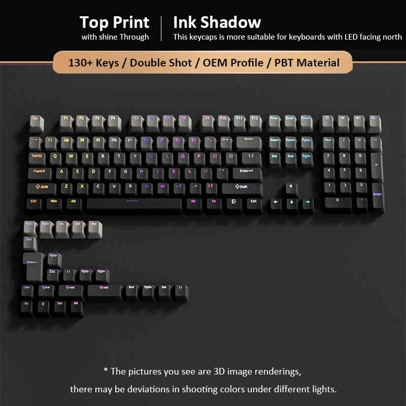 Gradient Backlit RGB Keycap OEM Profile PBT Double Shot Keycaps For Mx Switch Mechanical Gaming Keyboard ISO Layout Key caps DIY