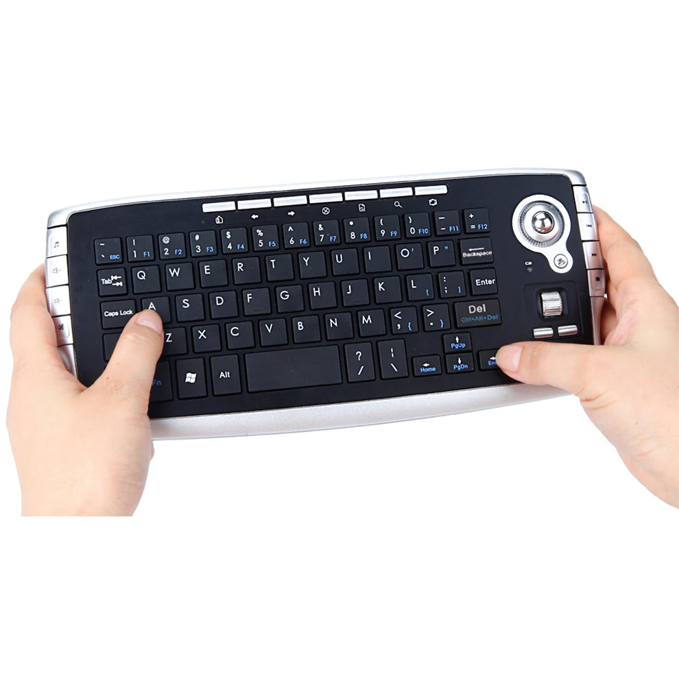 Jomaa Portable USB Wireless Trackball Keyboard with Trackball and Scroll Wheel Mini USB Keyboard for Laptop TV Box