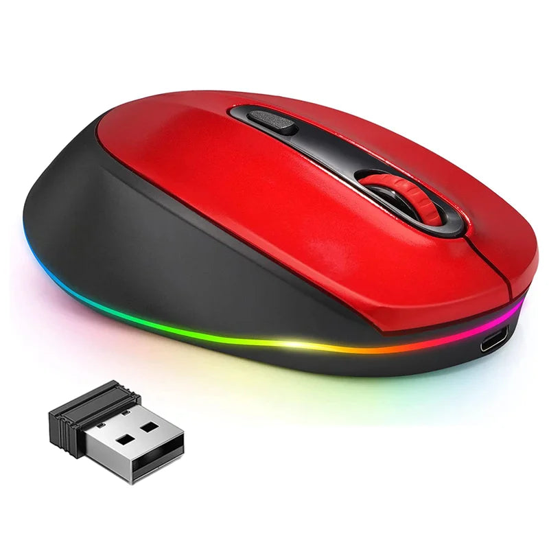 BOW Purple Wireless Mouse Rechargeable Mouse for Laptop Small Cordless Mice  Quiet Click LED Rainbow Lights for Computer